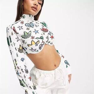 Adidas X Jeremy Scott White Monogram Cropped Track Jacket